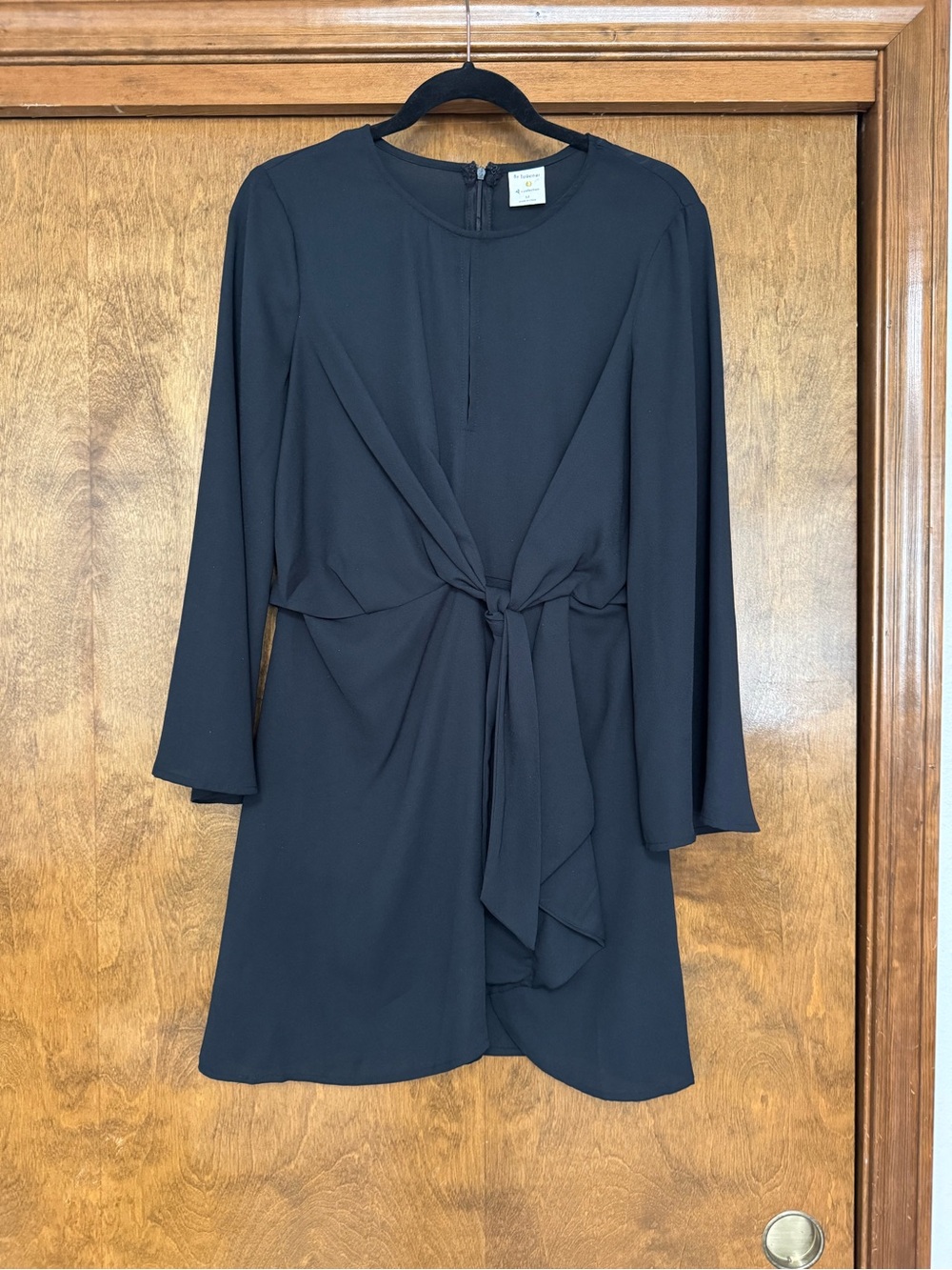 By Together Black Long-Sleeve Tie-Front Shift Dress